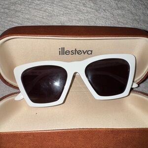 Illesteva White Sunglasses with Black Lenses